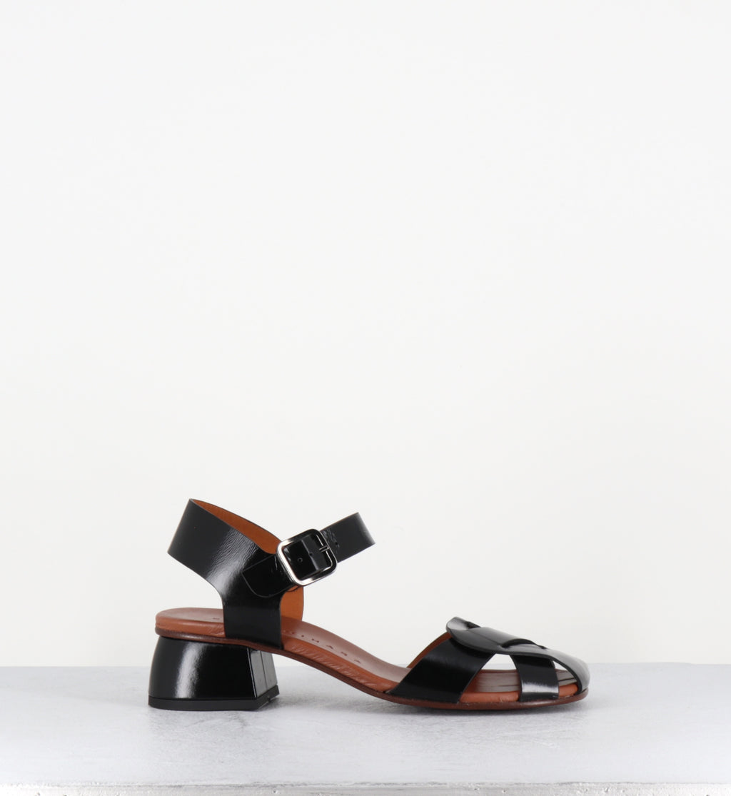 Babies en cuir noir japonisantes petit talon - QIOBA MACAO NEGRO