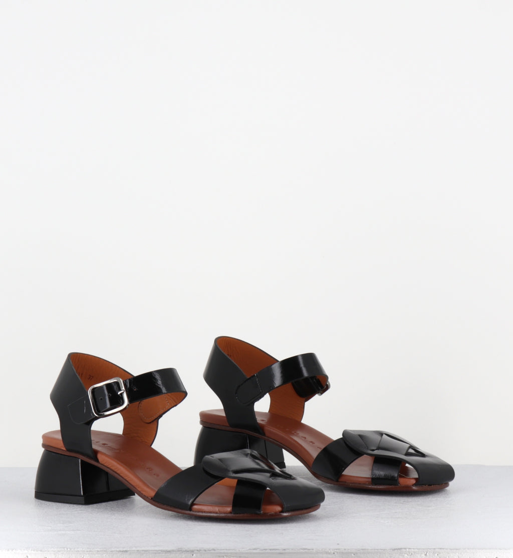 Babies en cuir noir japonisantes petit talon - QIOBA MACAO NEGRO