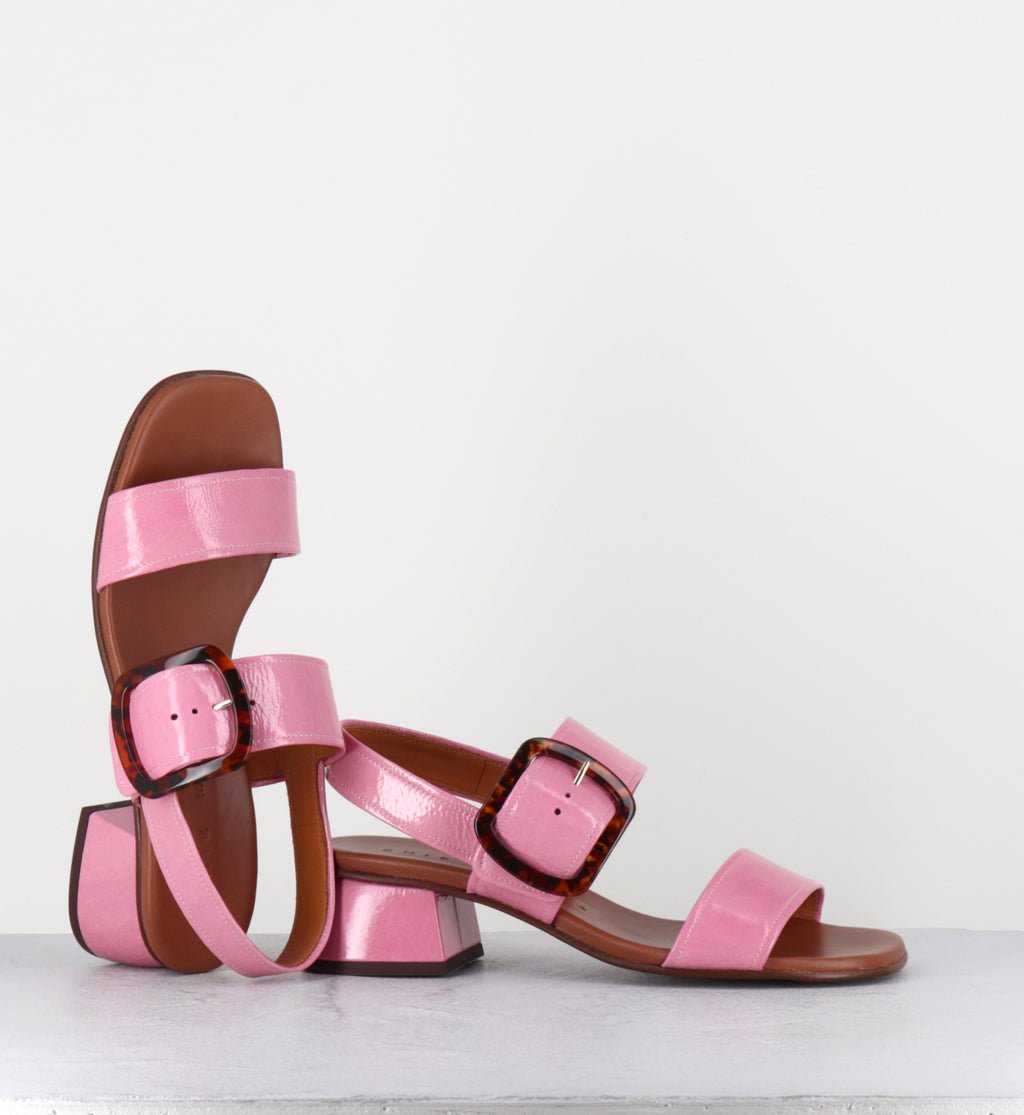 Sandales en cuir vernis rose bonbon - QUANDA48 SUCRE PINK