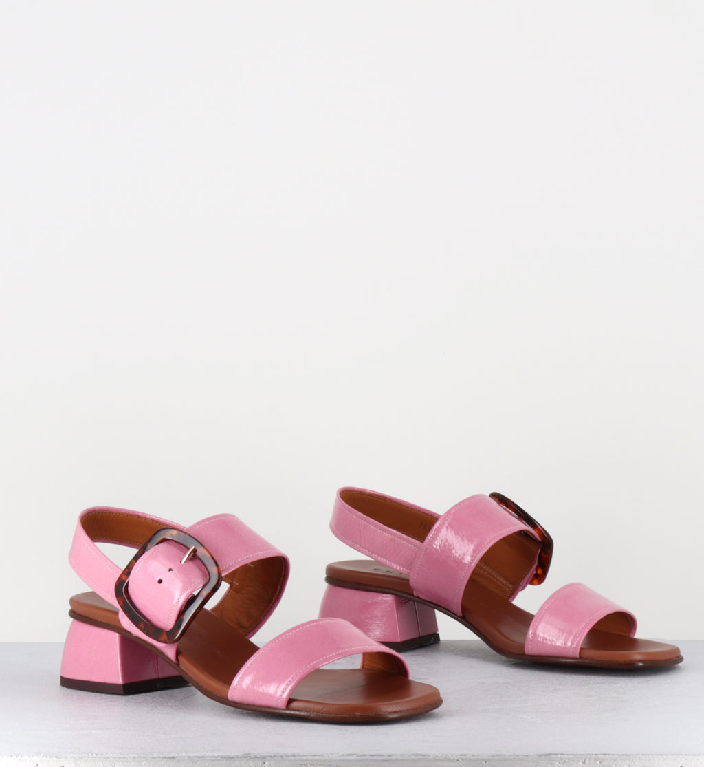 Sandales en cuir vernis rose bonbon - QUANDA48 SUCRE PINK