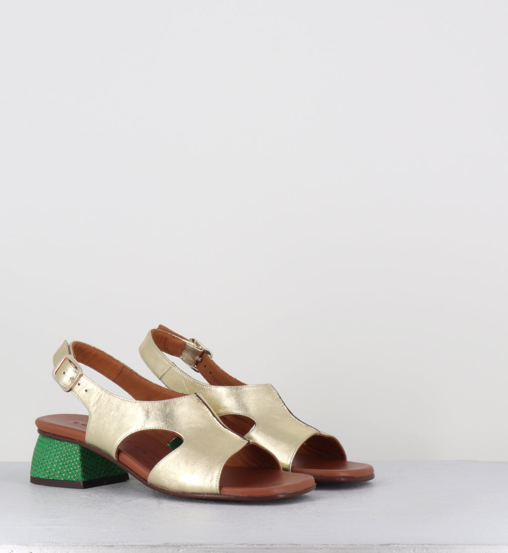 Sandales cuir doré petit talon - QUI QUIANA BALTA CASTANO