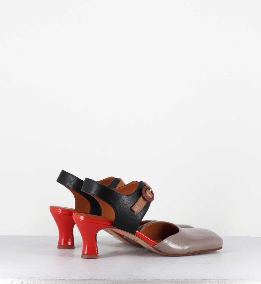 Babies en cuir vernis gris et orange - SARDINA SUCRE ASH