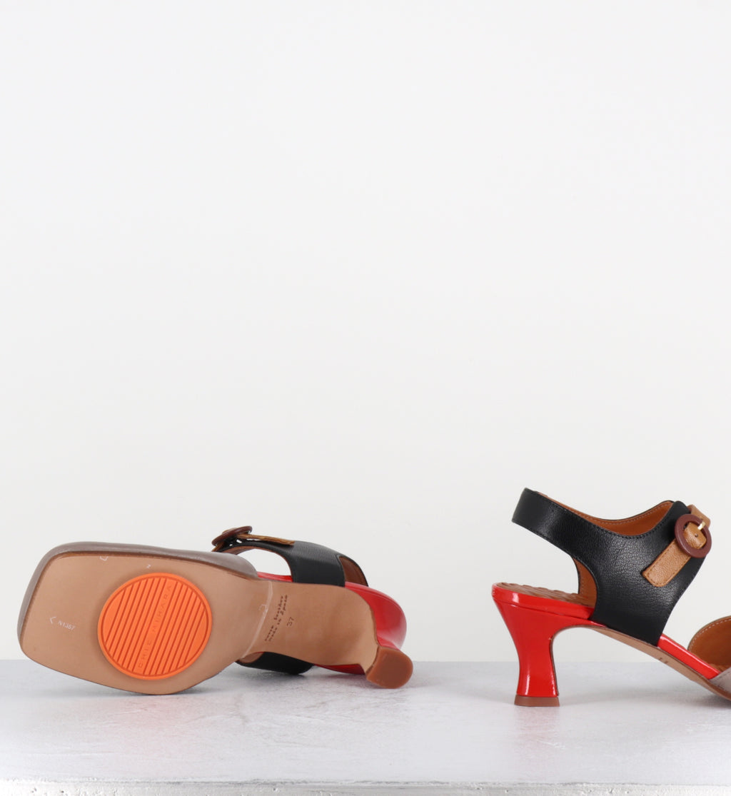 Babies en cuir vernis gris et orange - SARDINA SUCRE ASH