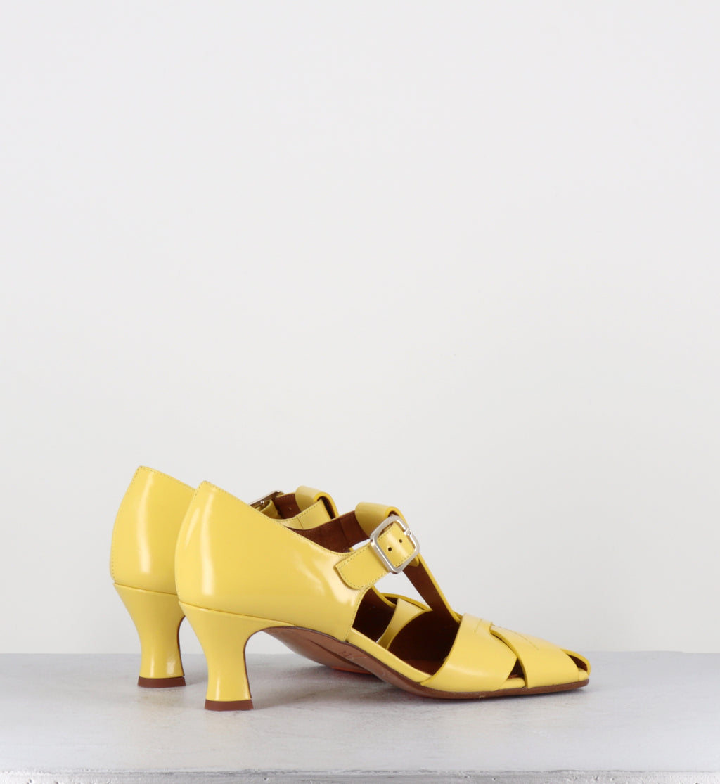 Babies en cuir jaune petit talon - SEMPAI MACAO SUN