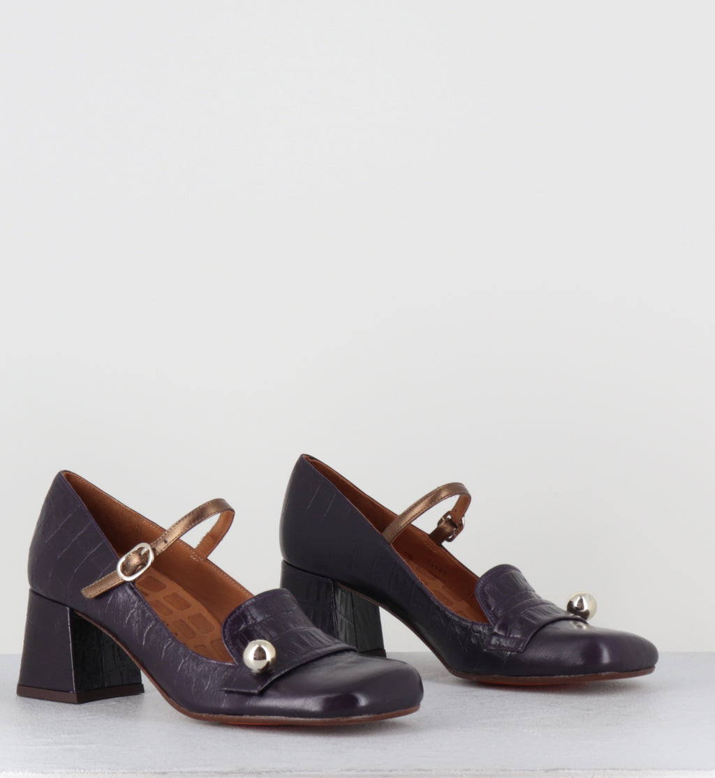 Babies à talon croco violet - SWEKA KRAKOVA GRAPE