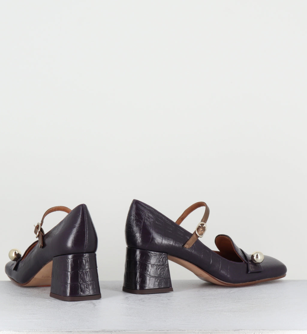 Babies à talon croco violet - SWEKA KRAKOVA GRAPE