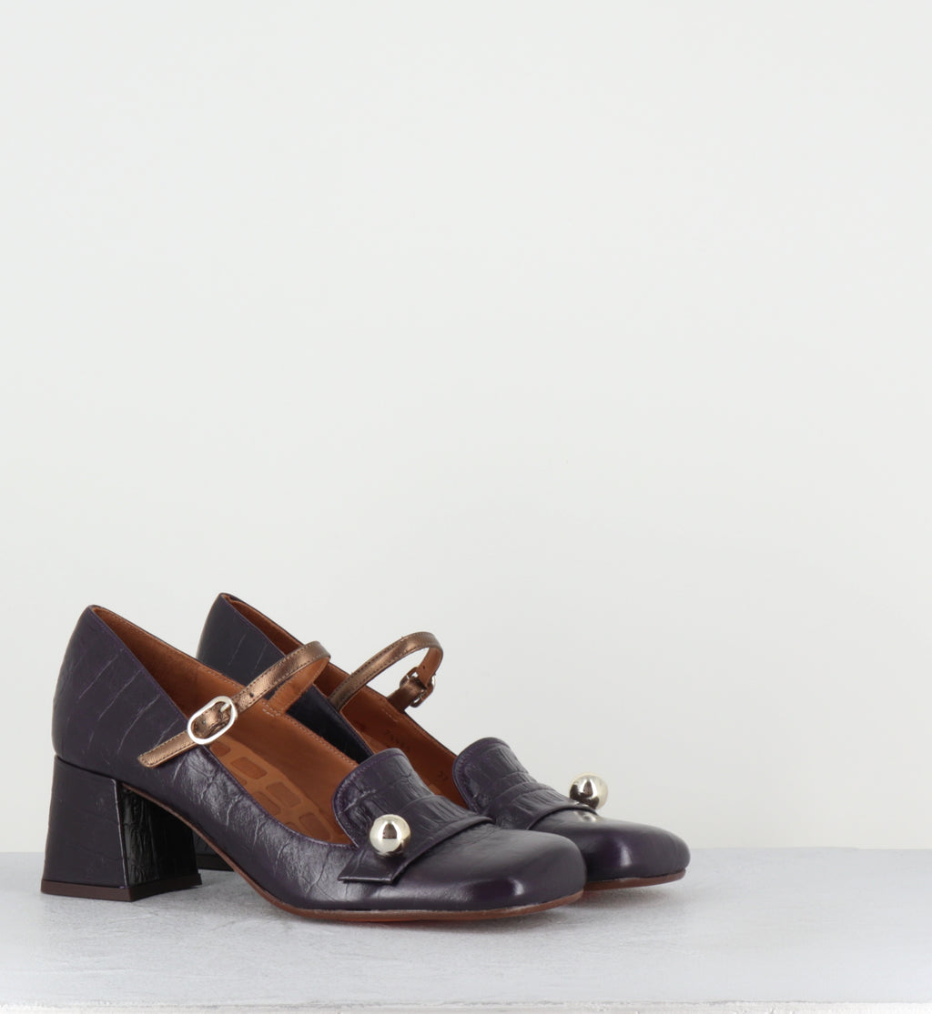 Babies à talon croco violet - SWEKA KRAKOVA GRAPE