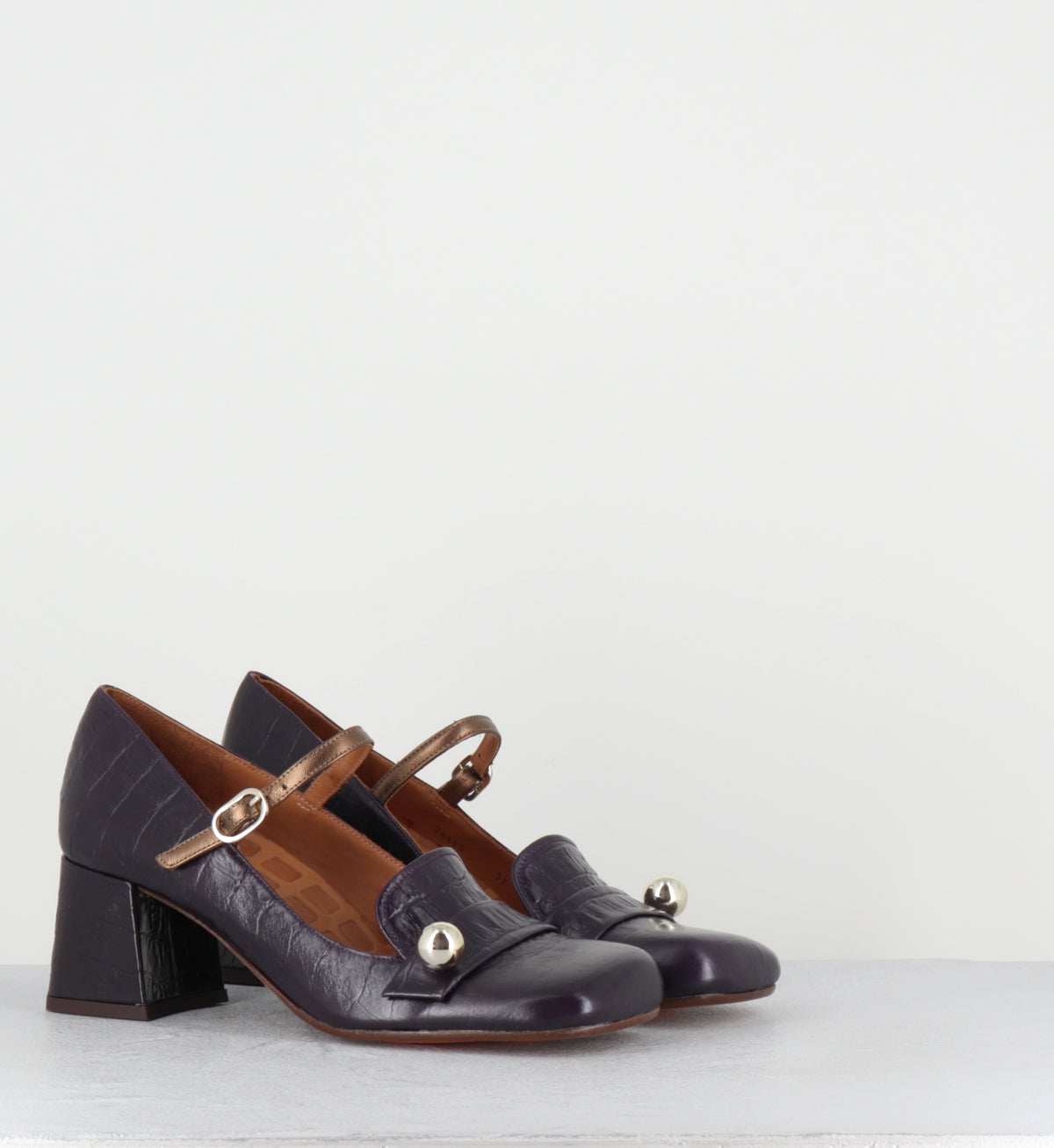 Babies à talon croco violet - SWEKA KRAKOVA GRAPE
