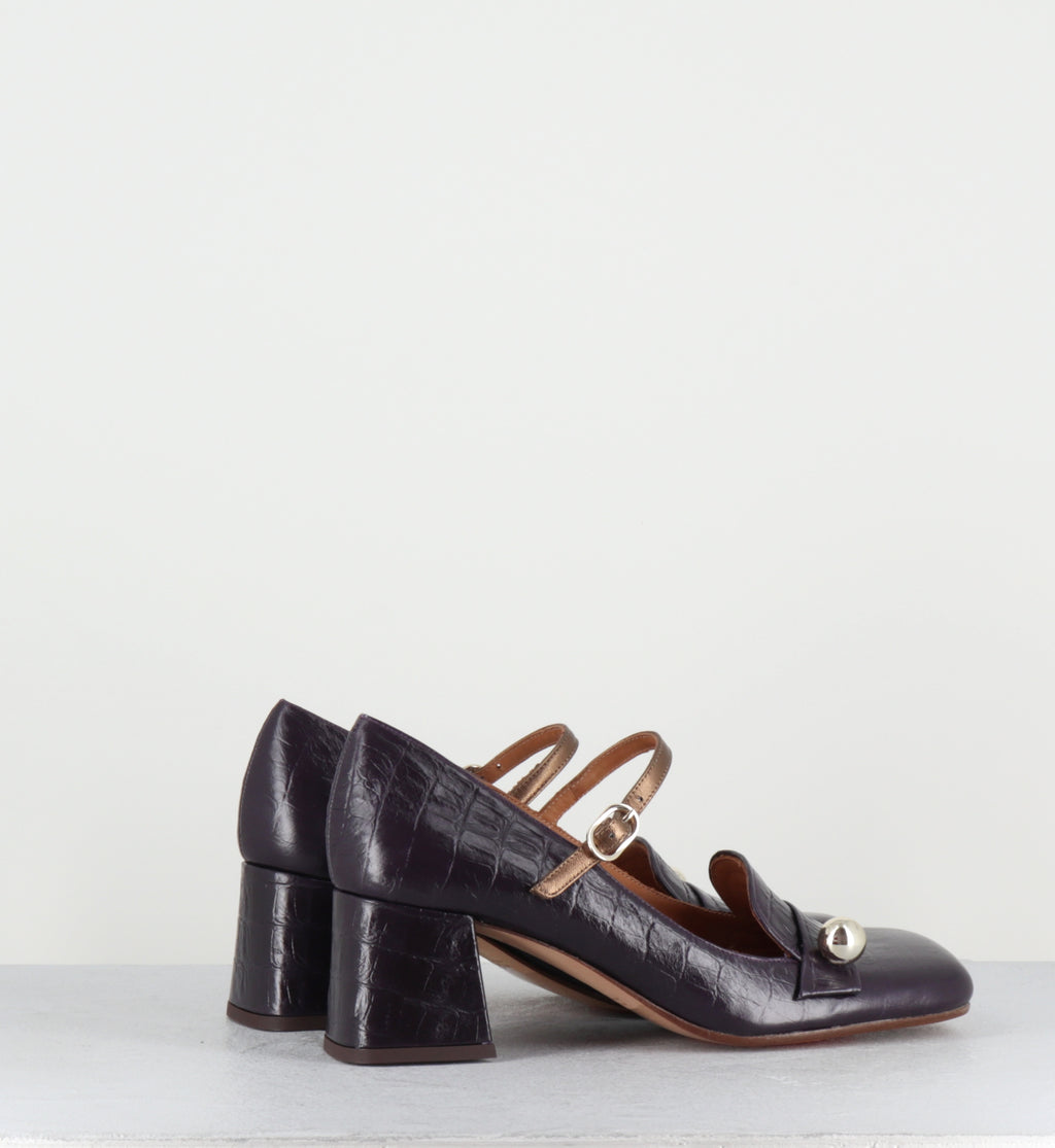 Babies à talon croco violet - SWEKA KRAKOVA GRAPE