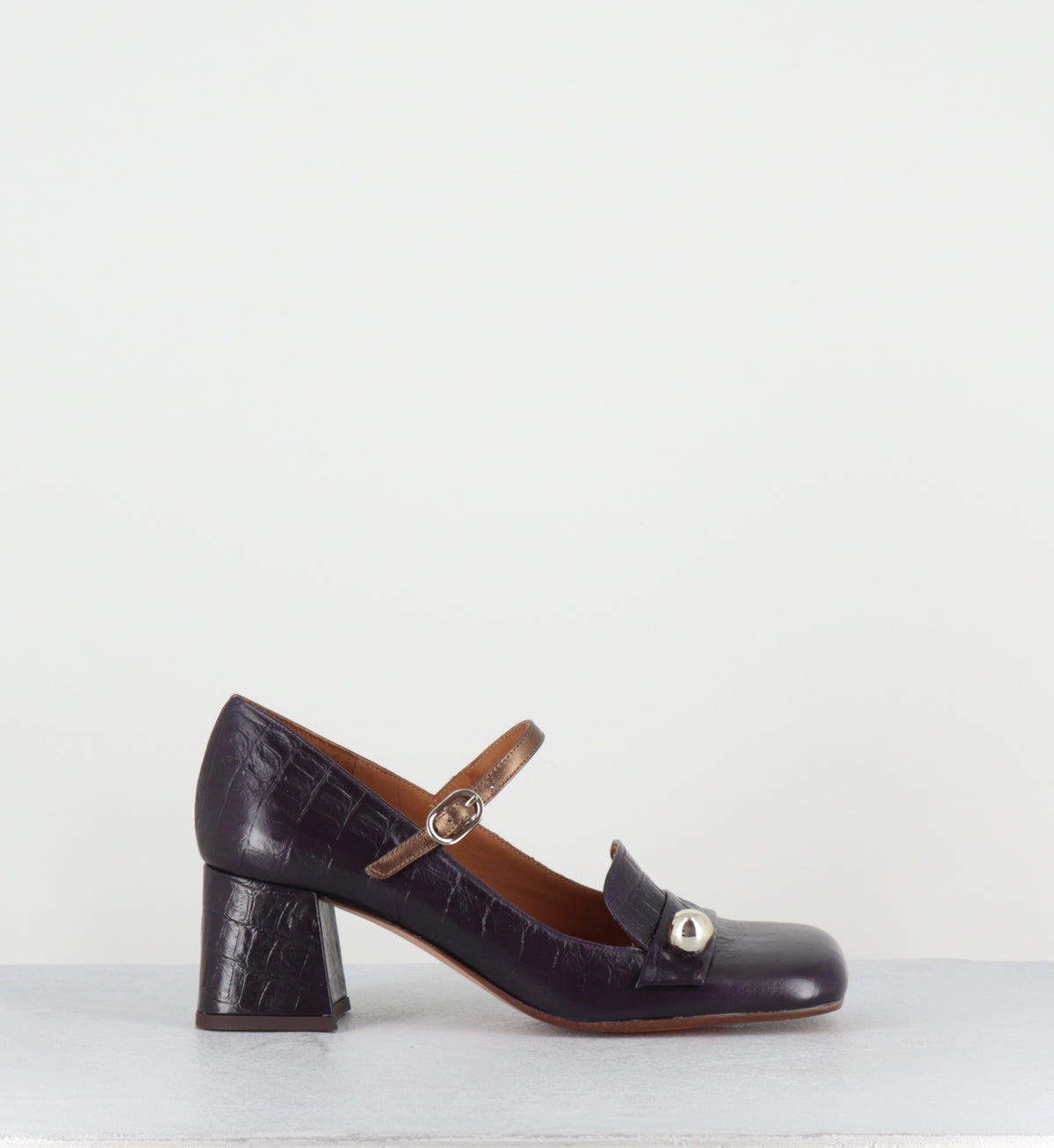 Babies à talon croco violet - SWEKA KRAKOVA GRAPE