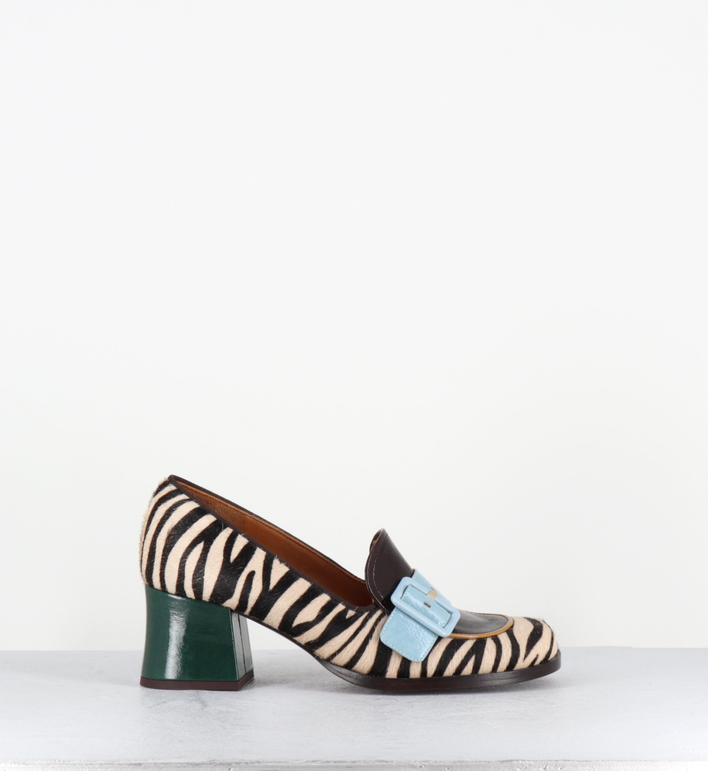 Mocassins à talon pony zèbre - TEISIN47 PINKIE ZEBRA