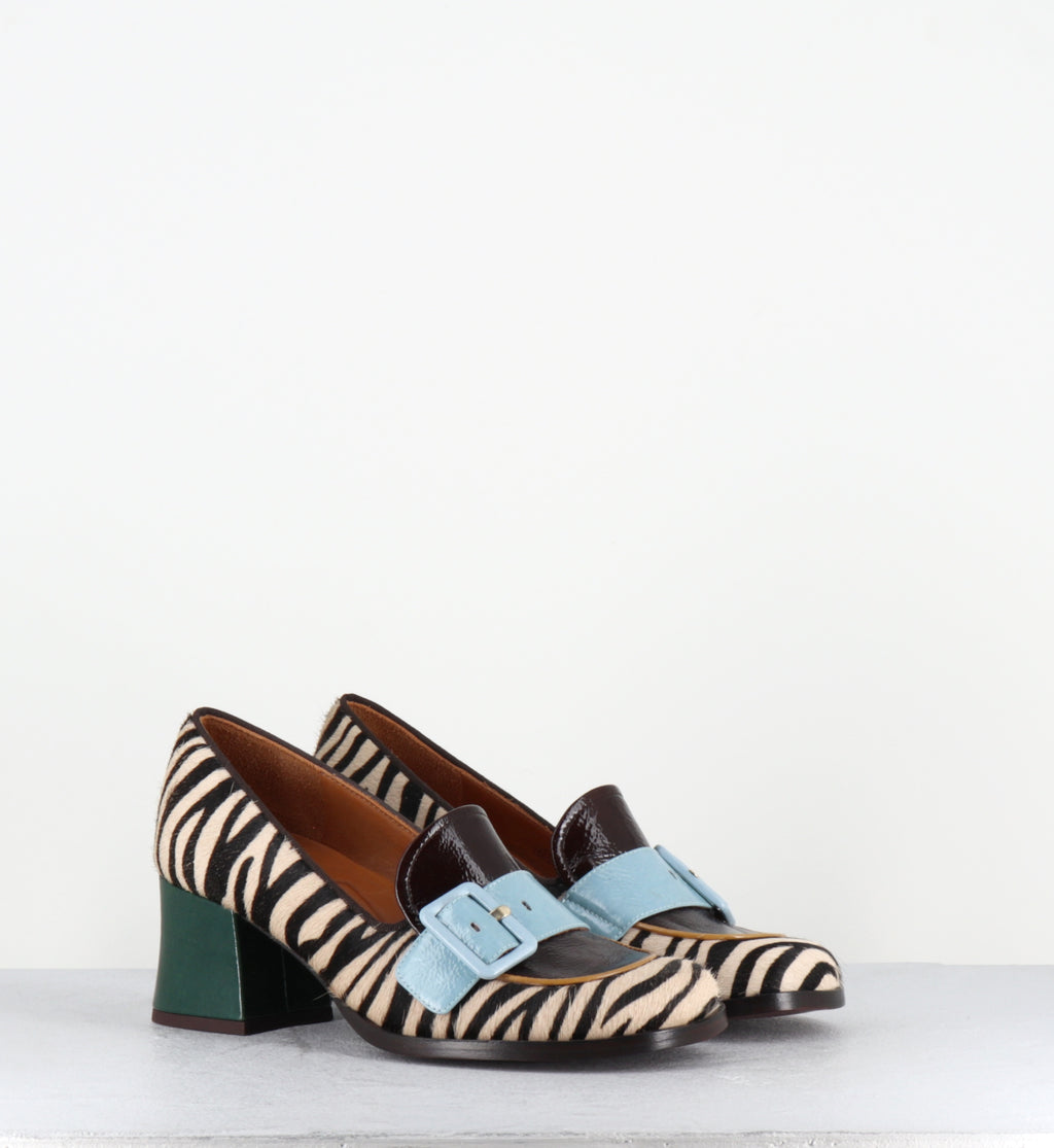 Mocassins à talon pony zèbre - TEISIN47 PINKIE ZEBRA