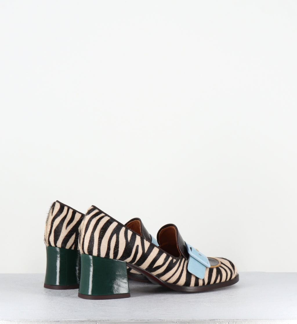 Mocassins à talon pony zèbre - TEISIN47 PINKIE ZEBRA