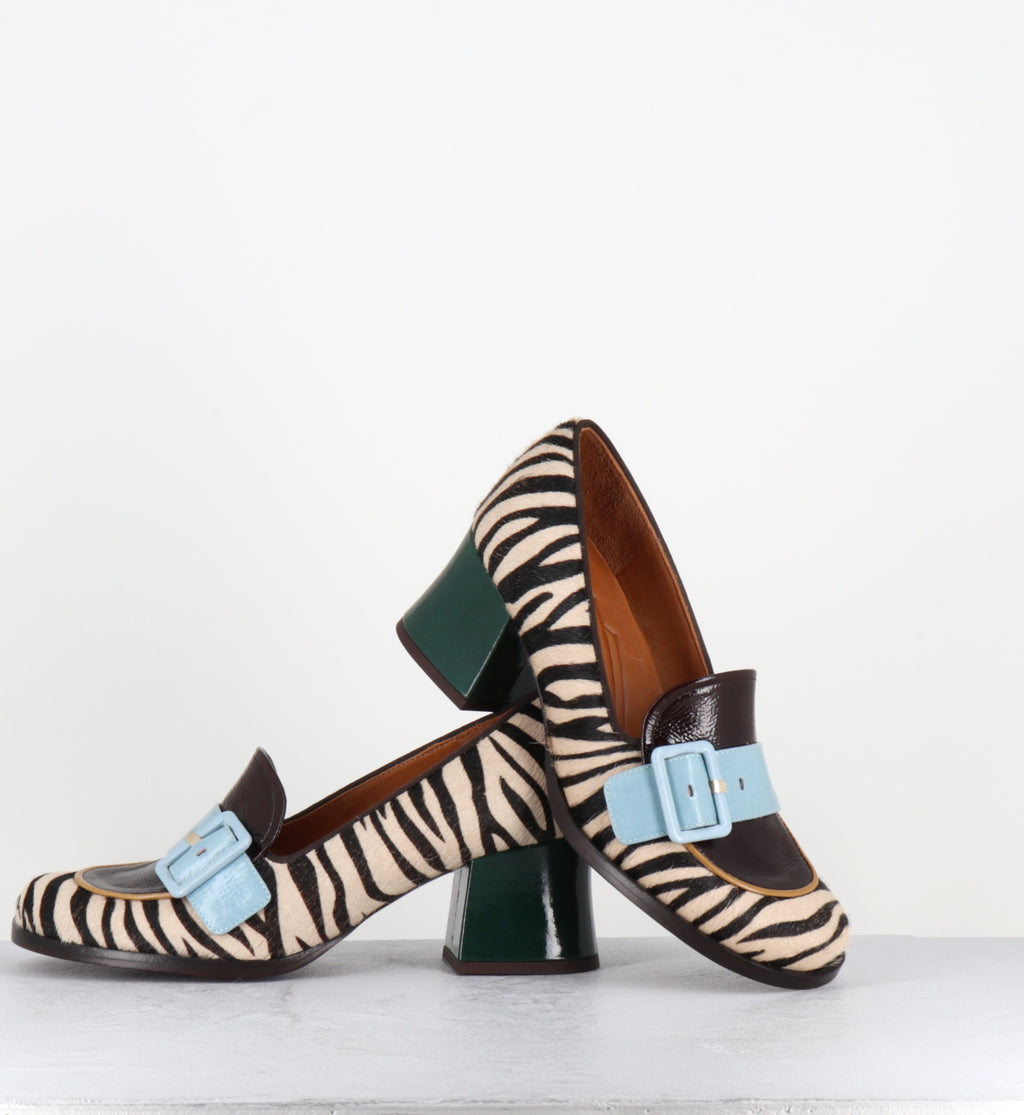 Mocassins à talon pony zèbre - TEISIN47 PINKIE ZEBRA