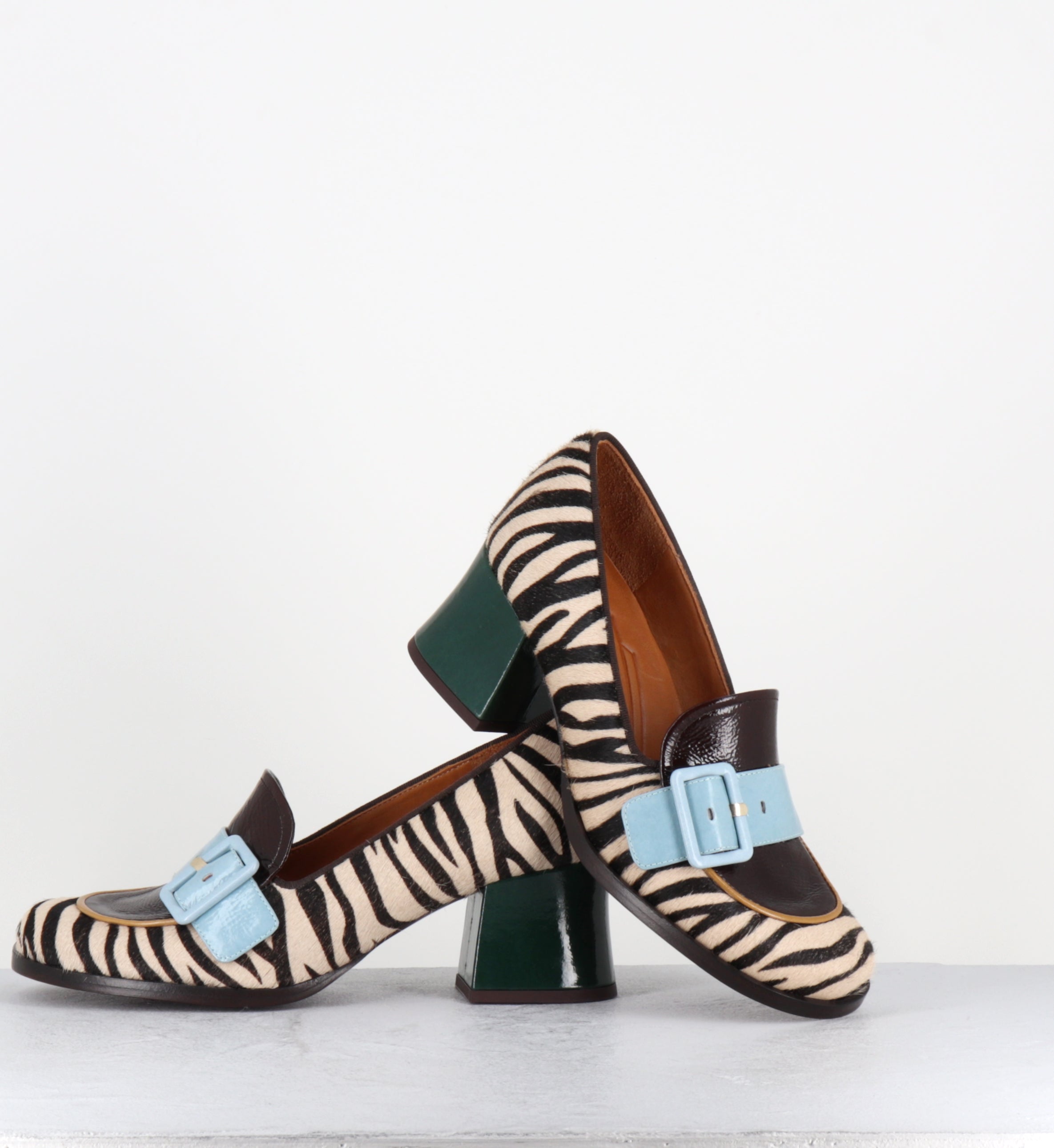 Mocassins à talon pony zèbre - TEISIN47 PINKIE ZEBRA