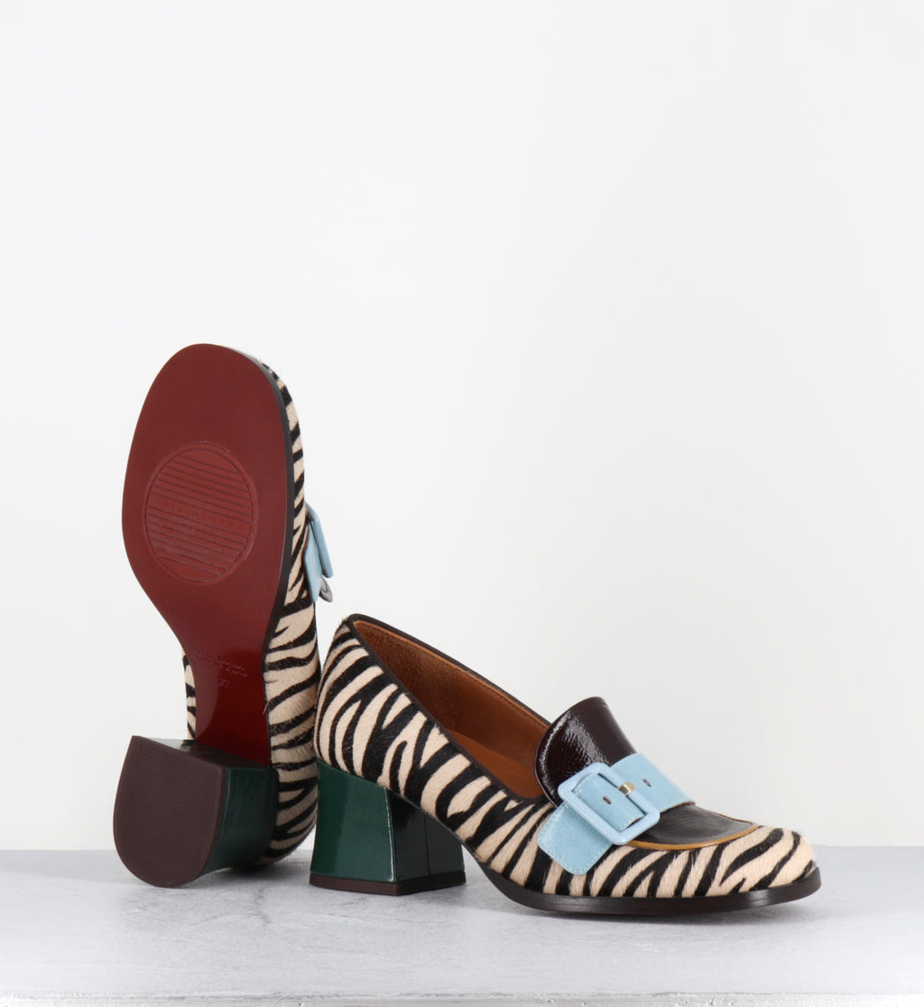 Mocassins à talon pony zèbre - TEISIN47 PINKIE ZEBRA