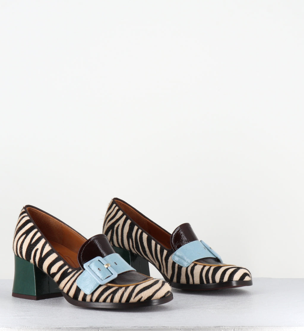 Mocassins à talon pony zèbre - TEISIN47 PINKIE ZEBRA