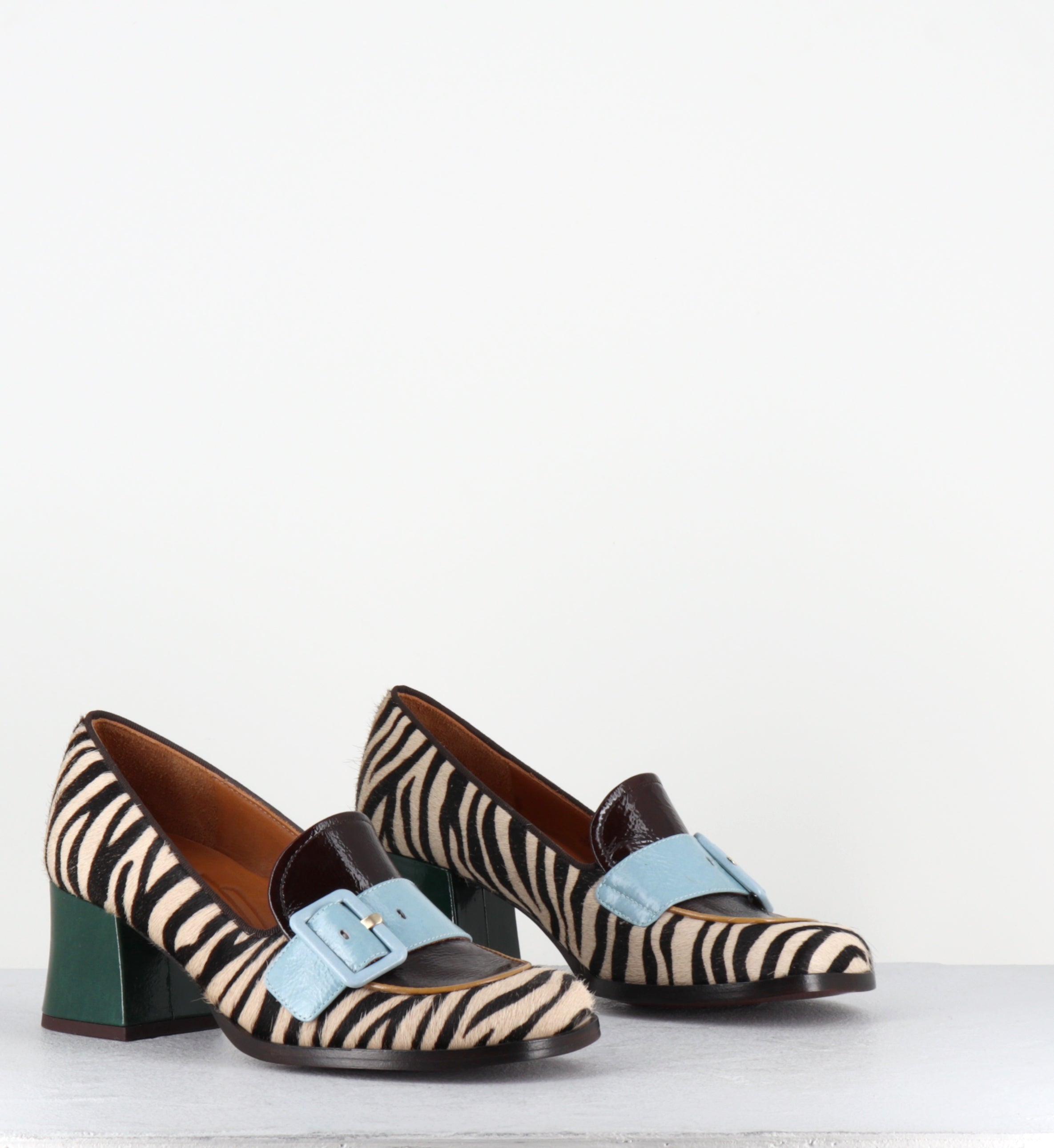 Mocassins à talon pony zèbre - TEISIN47 PINKIE ZEBRA