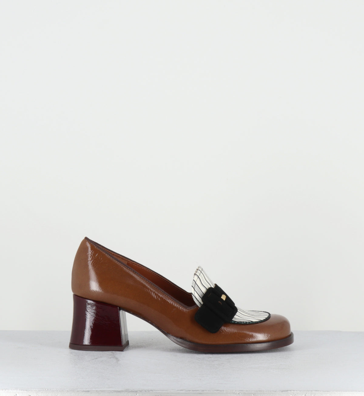 Mocassins à talon en cuir camel - TEISIN49 SUCRE CAFE