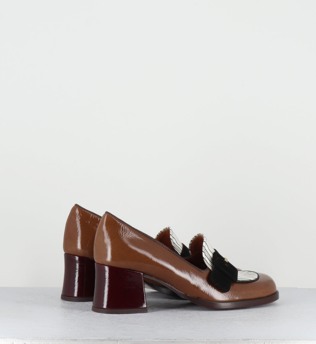 Mocassins à talon en cuir camel - TEISIN49 SUCRE CAFE