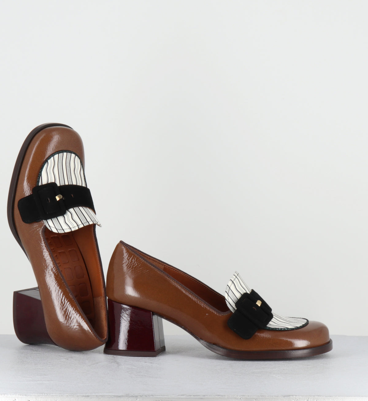 Mocassins à talon en cuir camel - TEISIN49 SUCRE CAFE
