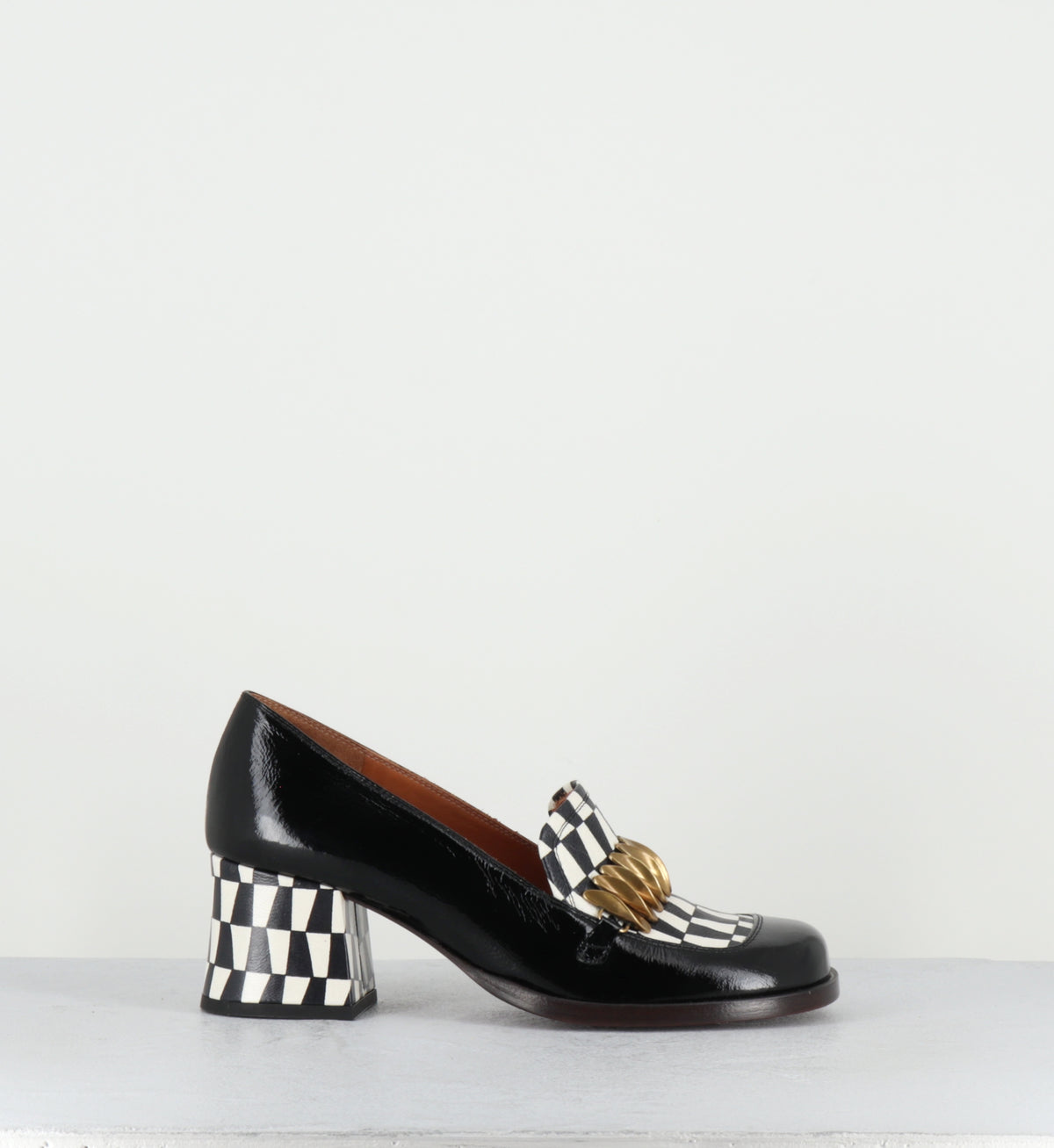 Mocassins à talon damier noir et blanc - TIBRO SUCRE NEGRO