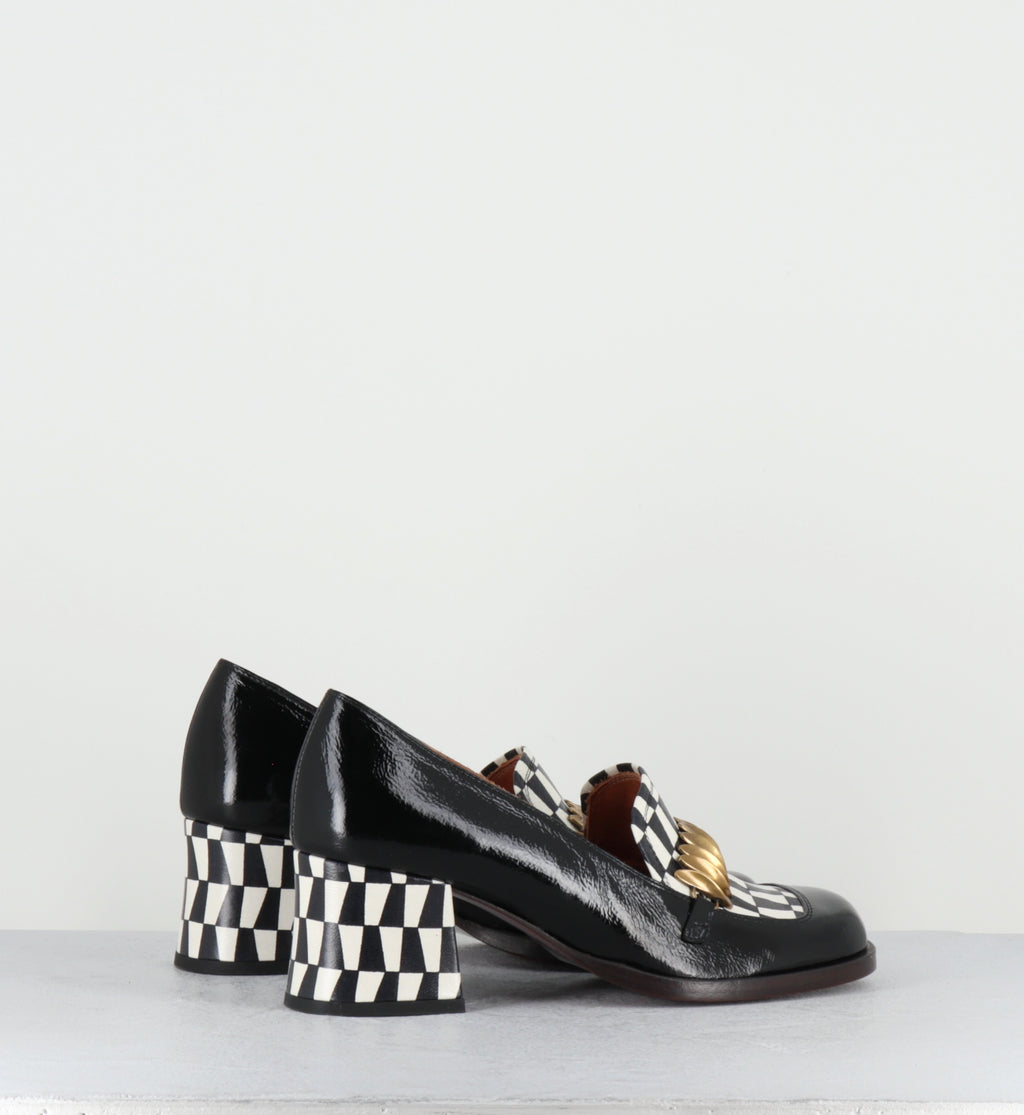 Mocassins à talon damier noir et blanc - TIBRO SUCRE NEGRO
