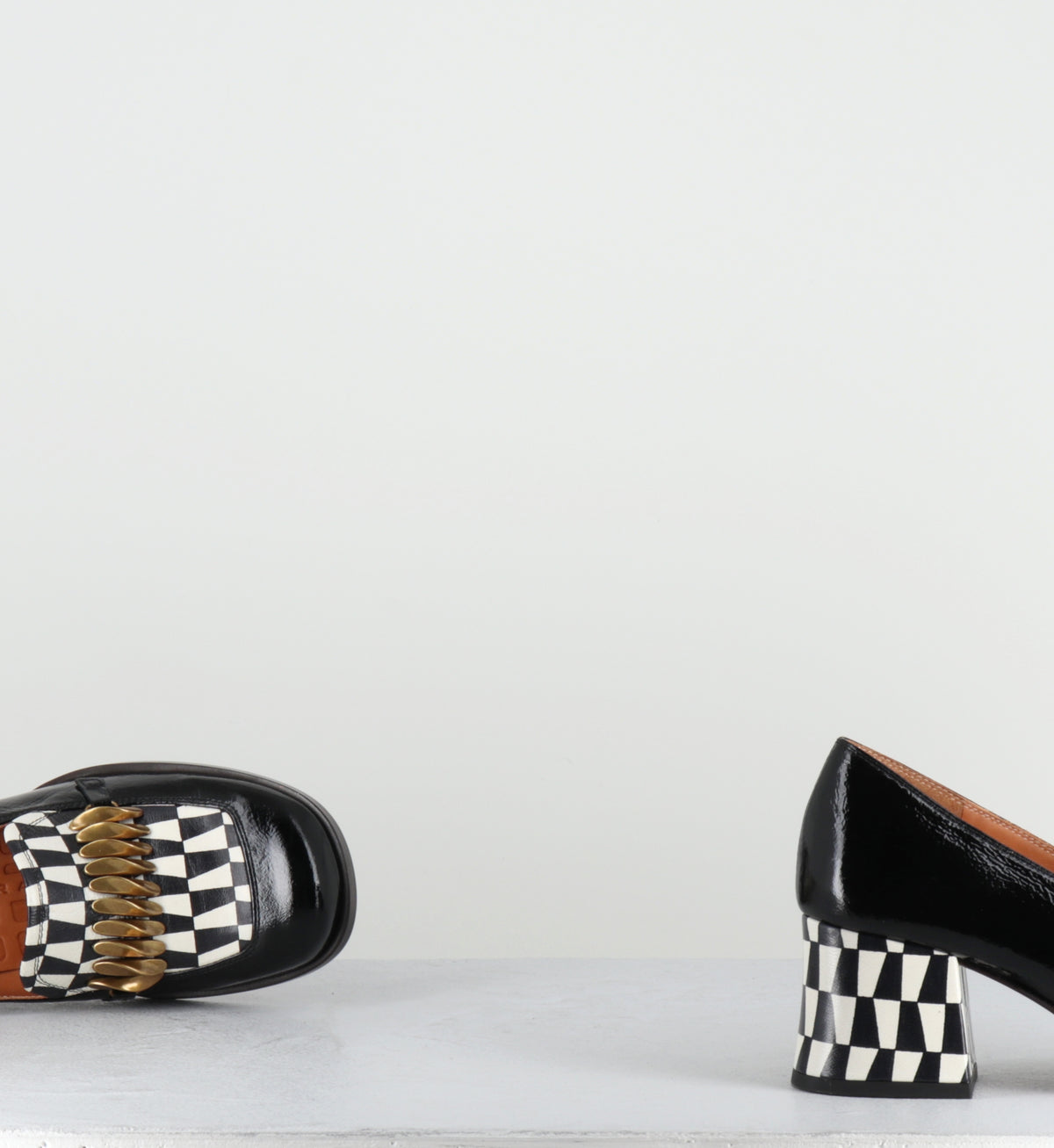 Mocassins à talon damier noir et blanc - TIBRO SUCRE NEGRO
