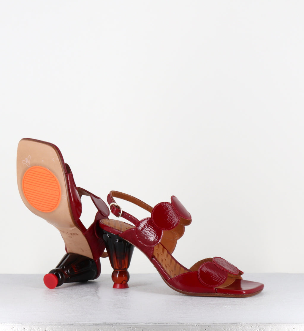 Sandales en cuir vernis rouge à talon - URANA SUCRE ROJO