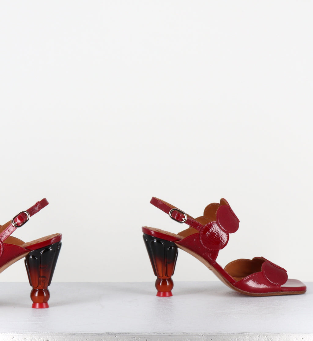 Sandales en cuir vernis rouge à talon - URANA SUCRE ROJO