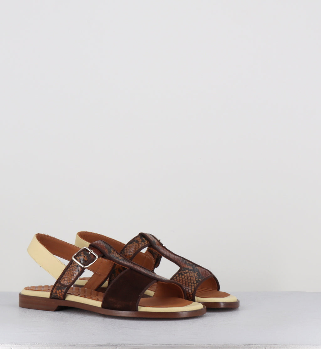 Sandales plates en cuir marron - WABIL48 PIEL COLOR5