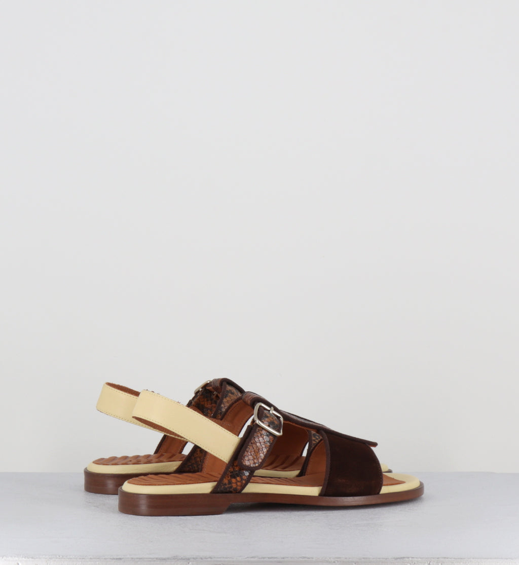 Sandales plates en cuir marron - WABIL48 PIEL COLOR5