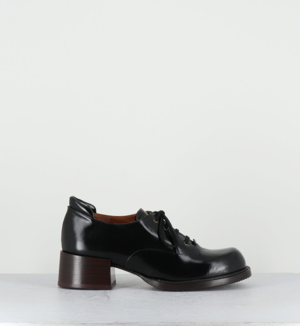 Derby à talon à lacets cuir noir - XULINA MACAO NEGRO