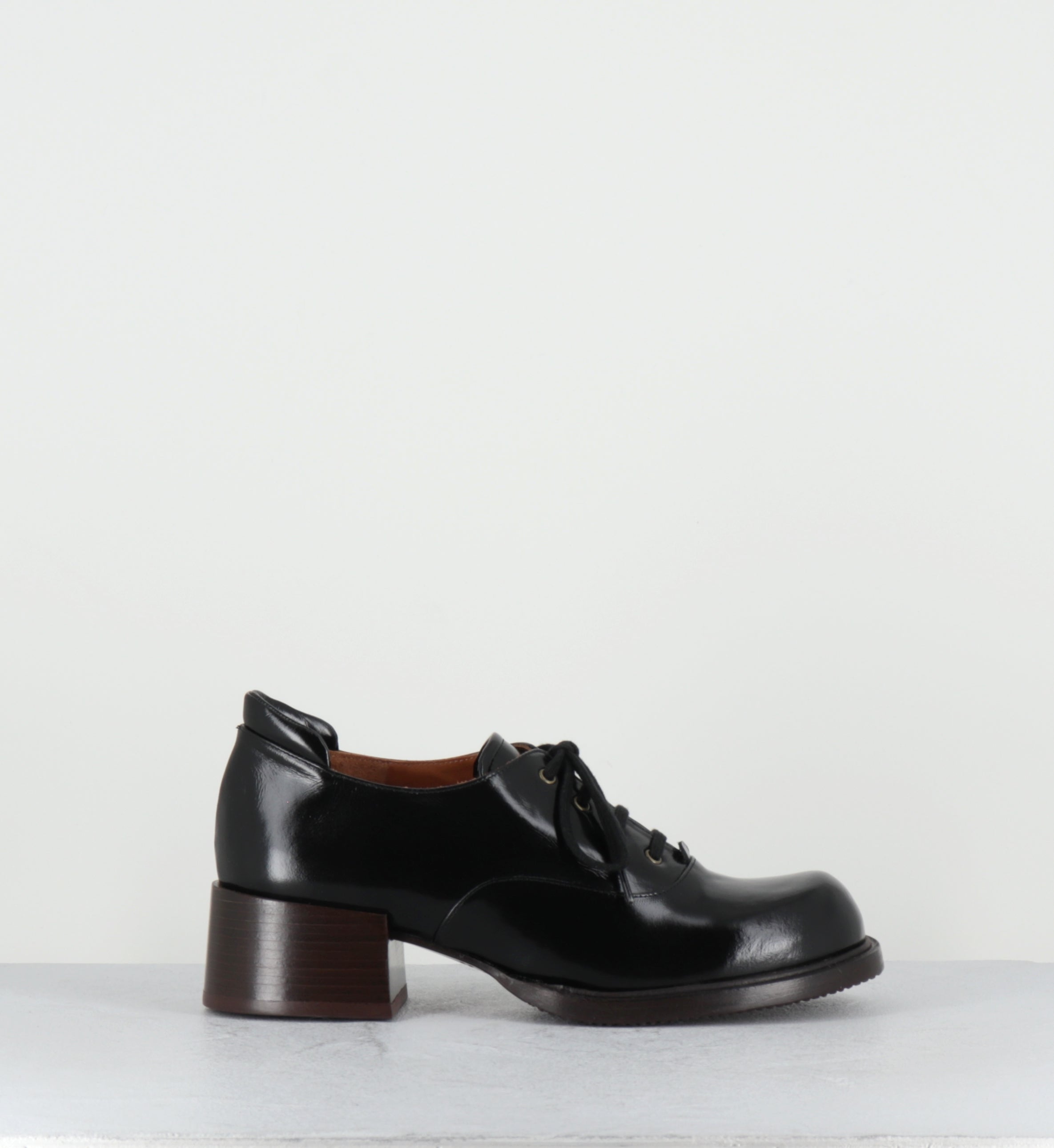Derby à talon à lacets cuir noir - XULINA MACAO NEGRO