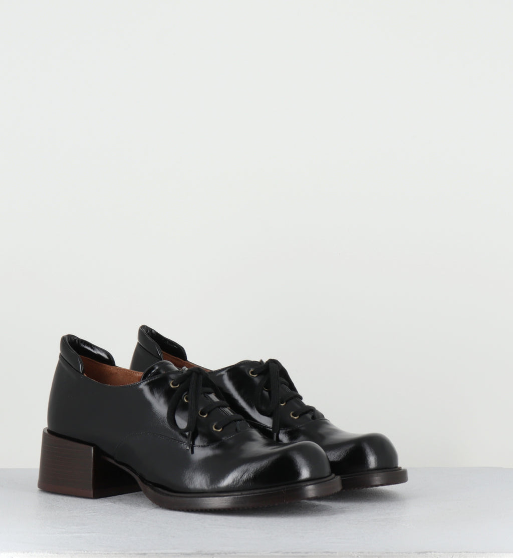 Derby à talon à lacets cuir noir - XULINA MACAO NEGRO