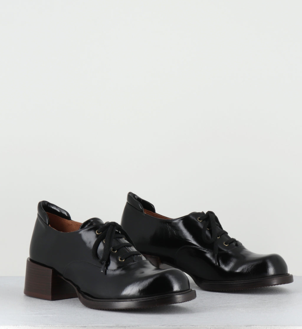 Derby à talon à lacets cuir noir - XULINA MACAO NEGRO