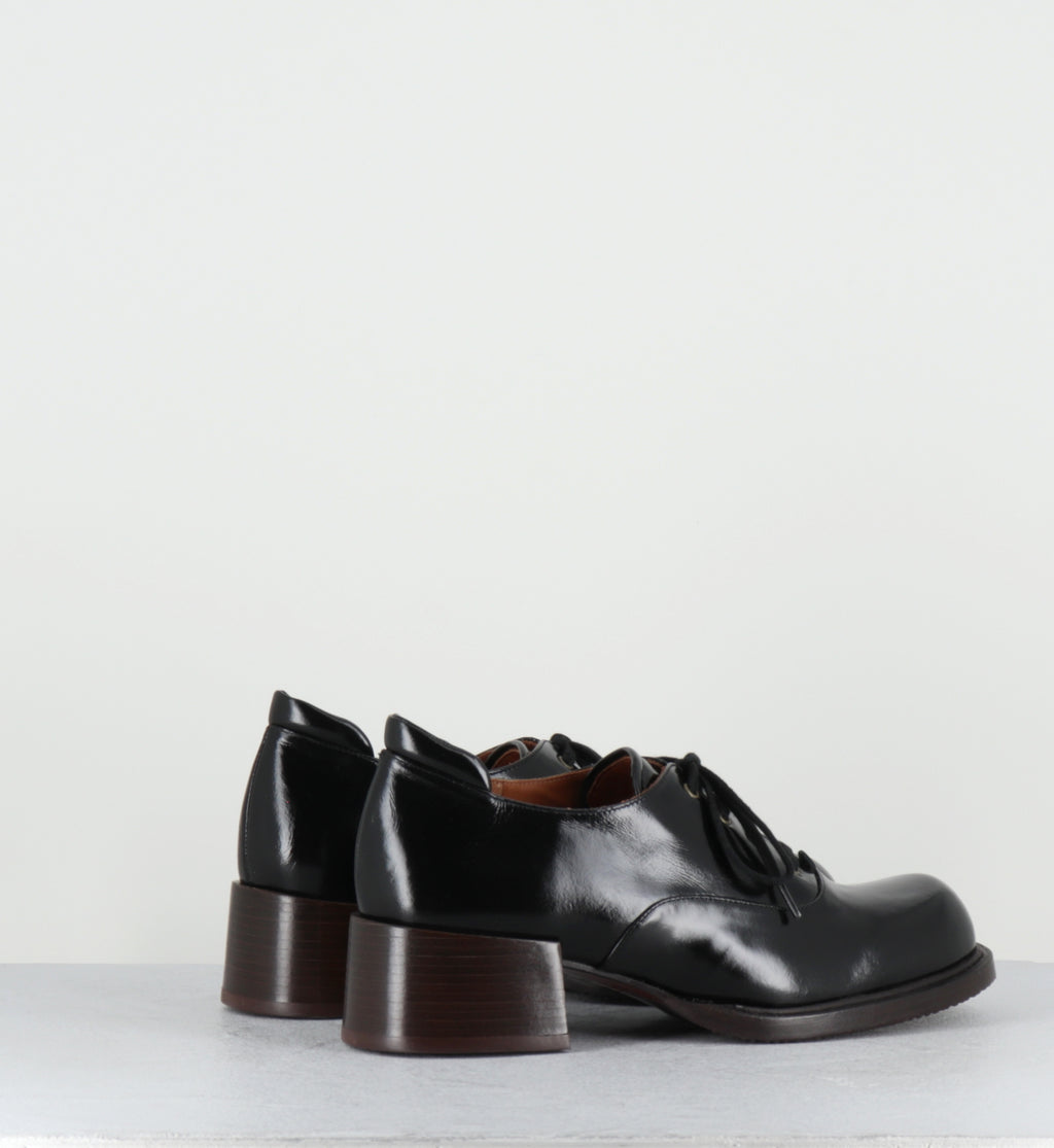 Derby à talon à lacets cuir noir - XULINA MACAO NEGRO
