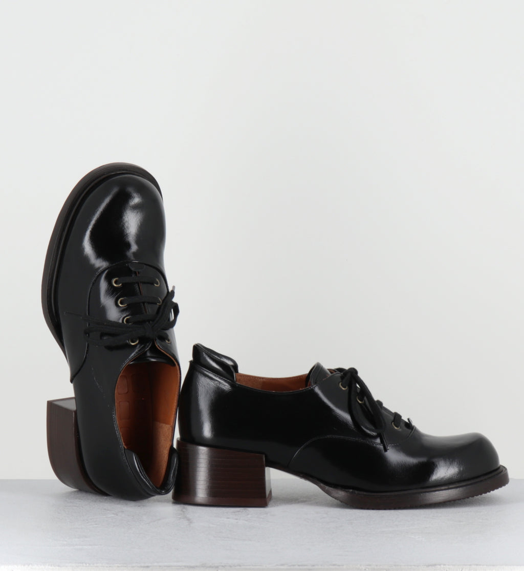 Derby à talon à lacets cuir noir - XULINA MACAO NEGRO