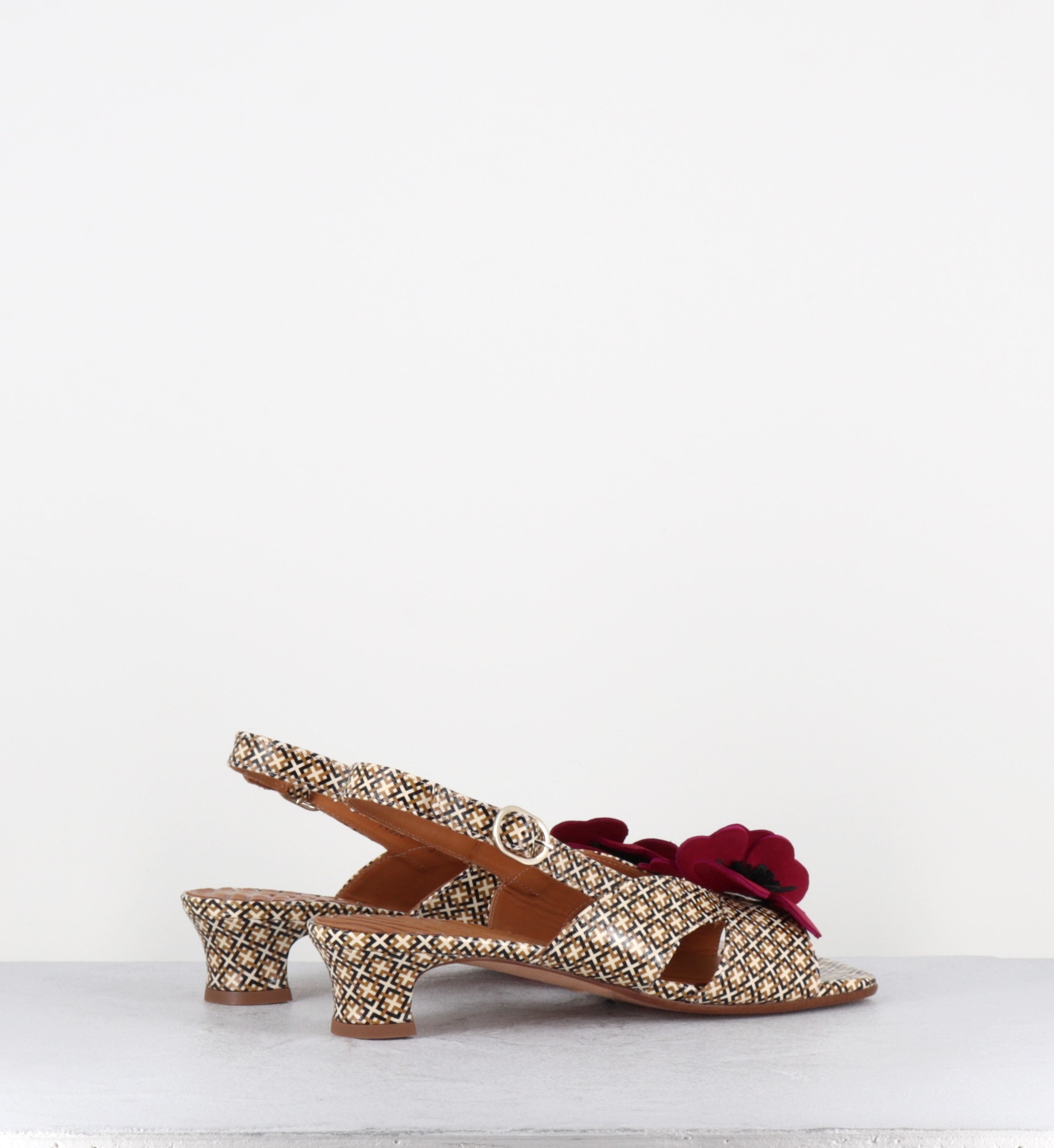 Sandales à fleur imprimé vintage - YETINA SHOKOLAT CUERO