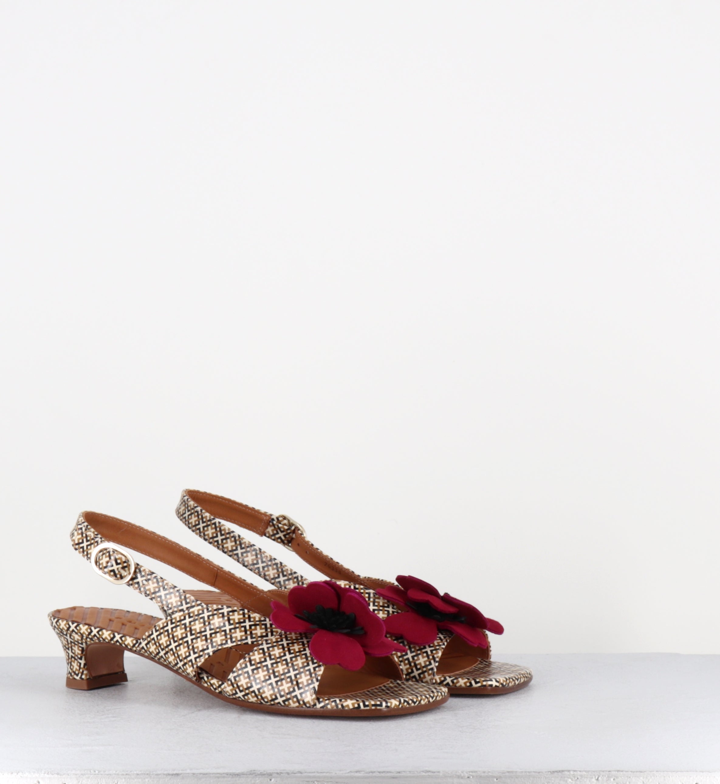 Sandales à fleur imprimé vintage - YETINA SHOKOLAT CUERO