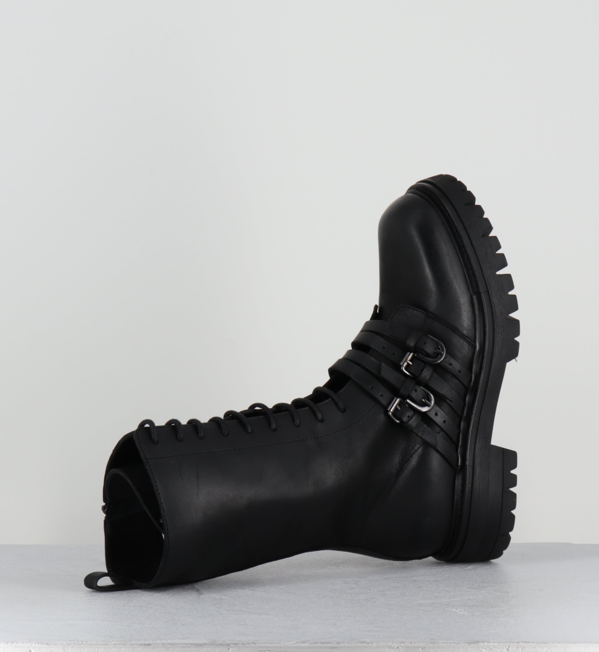 Rangers à lacets cuir noir boucles - E4830 BOSTON NERO