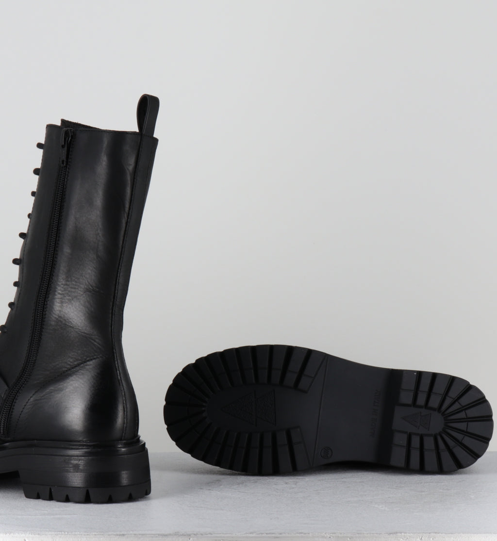 Rangers à lacets cuir noir boucles - E4830 BOSTON NERO