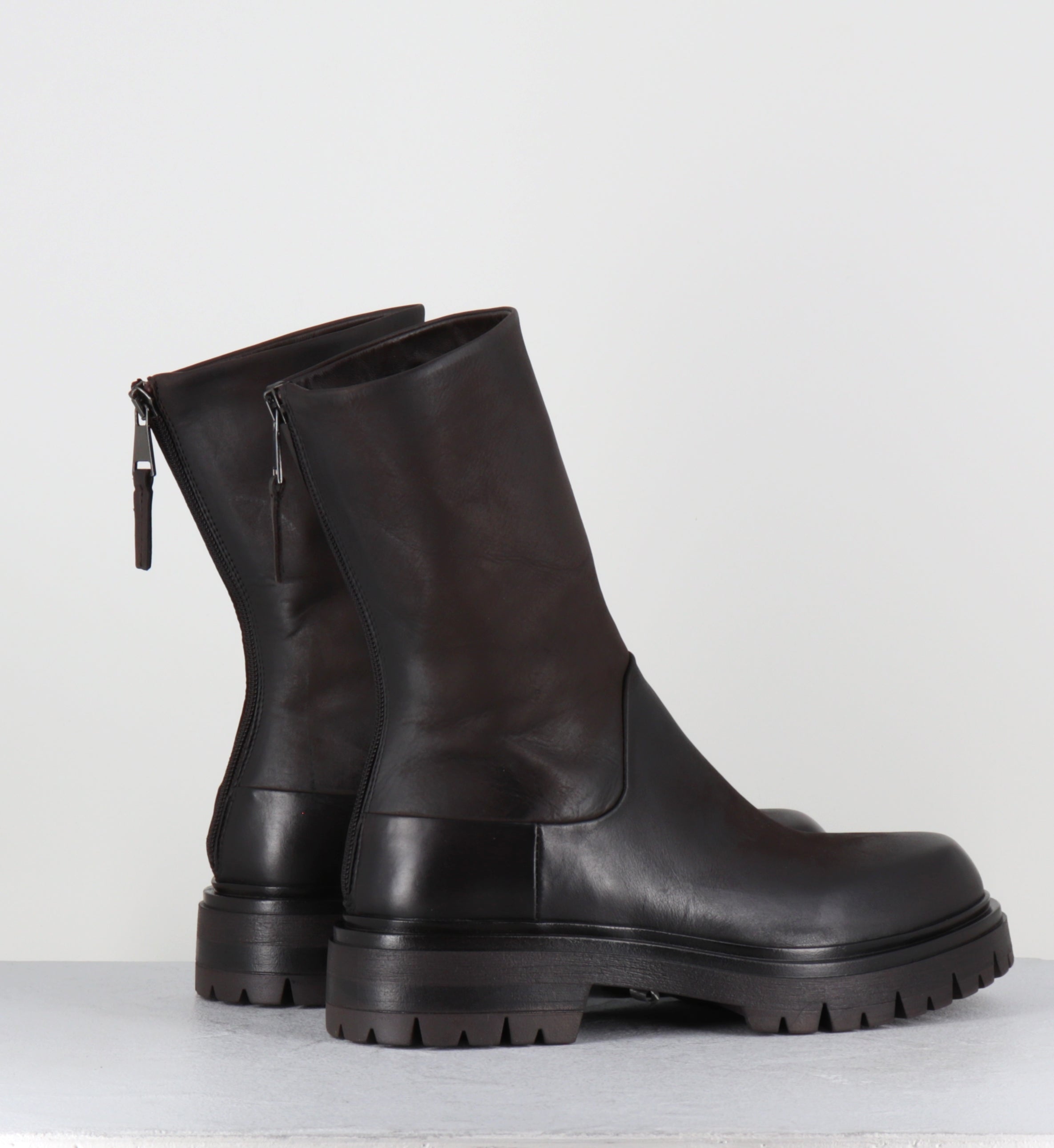 Boots bikers en cuir marron - E2644 BOSTON FONDENTE