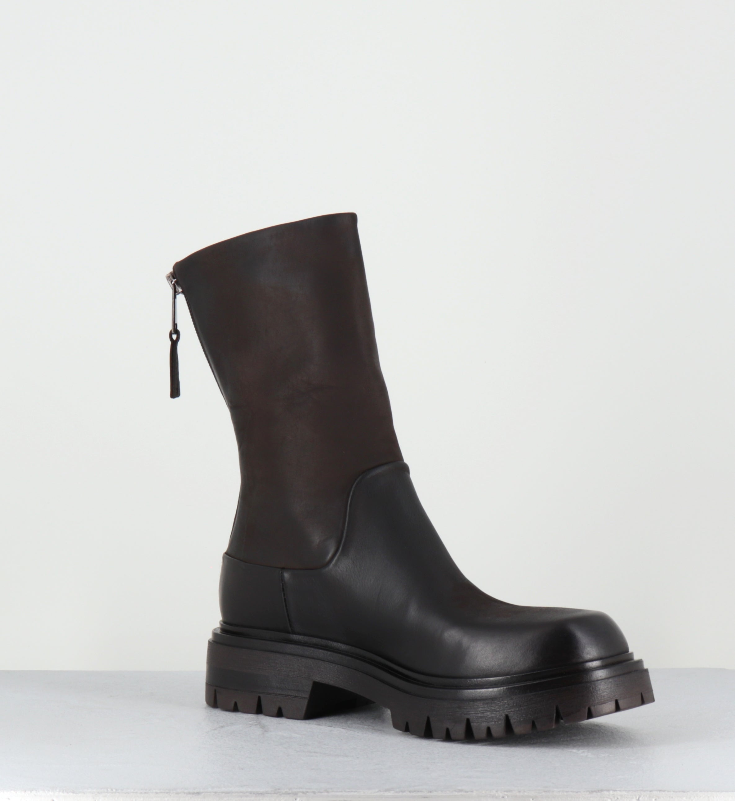Boots bikers en cuir marron - E2644 BOSTON FONDENTE