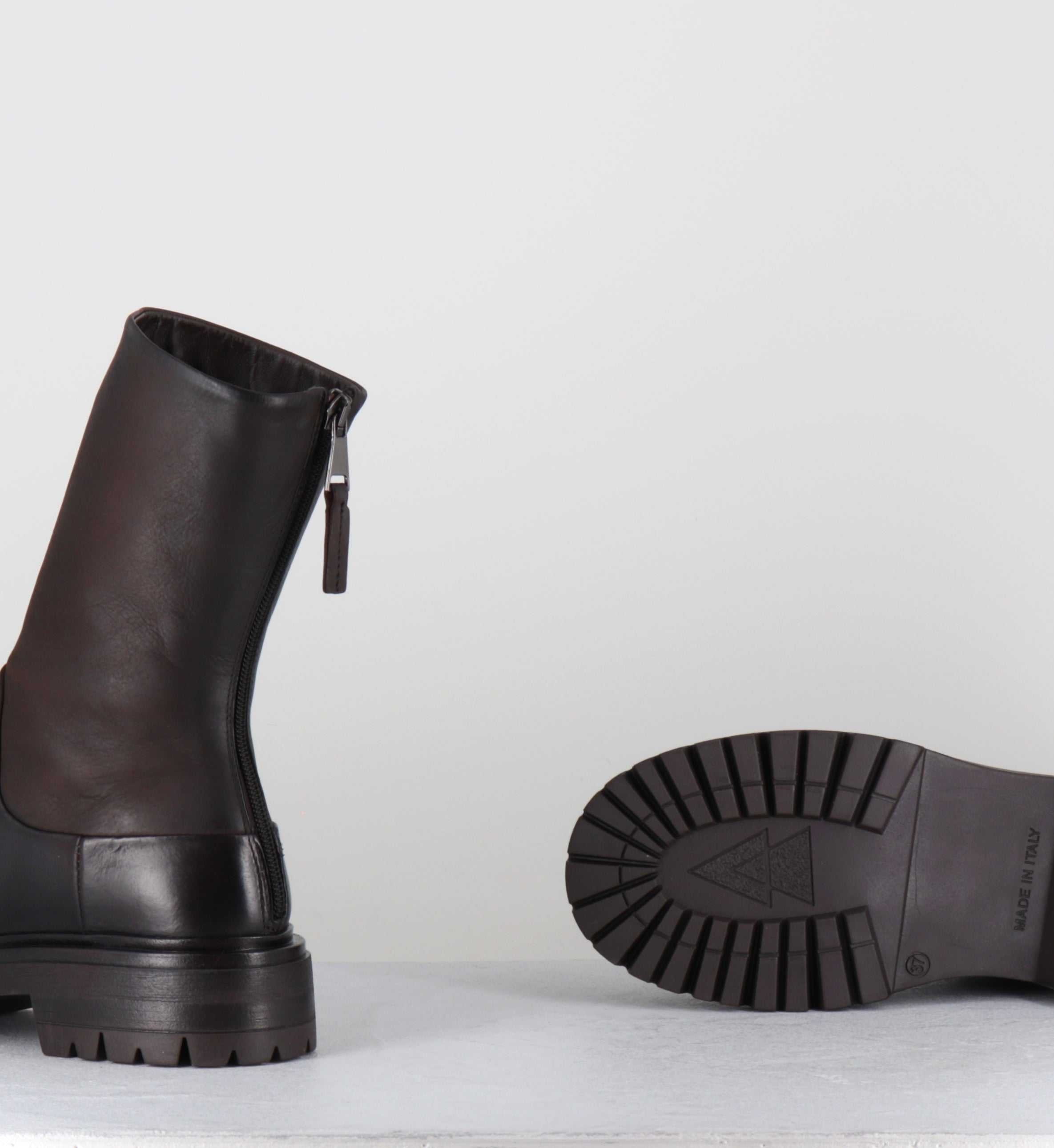 Boots bikers en cuir marron - E2644 BOSTON FONDENTE