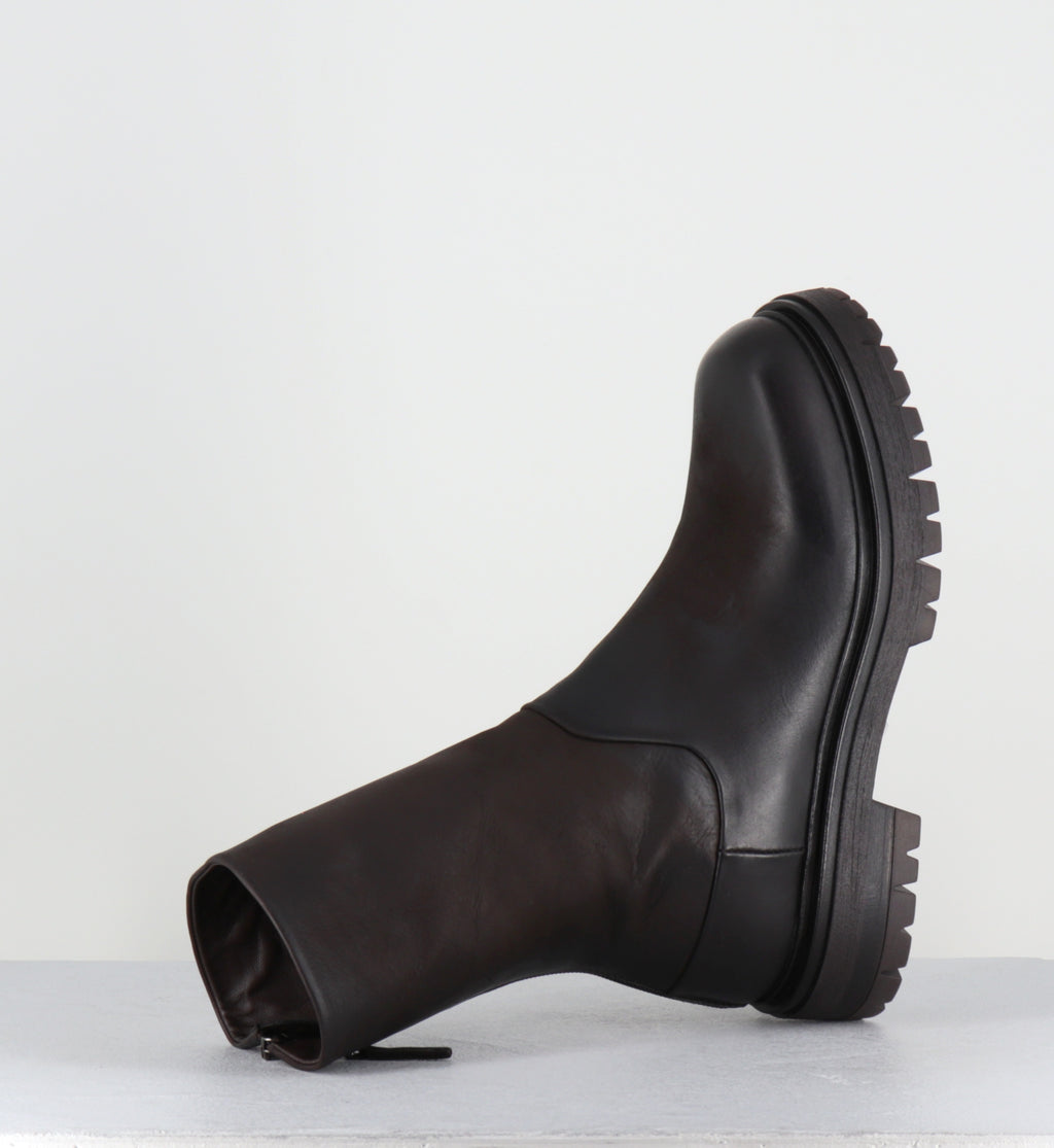 Boots bikers en cuir marron - E2644 BOSTON FONDENTE