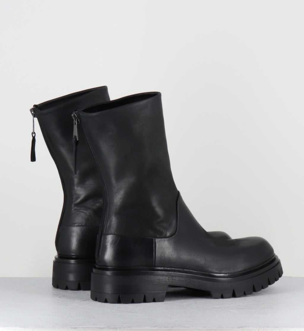 Boots bikers en cuir noir - E2644 BOSTON NERO