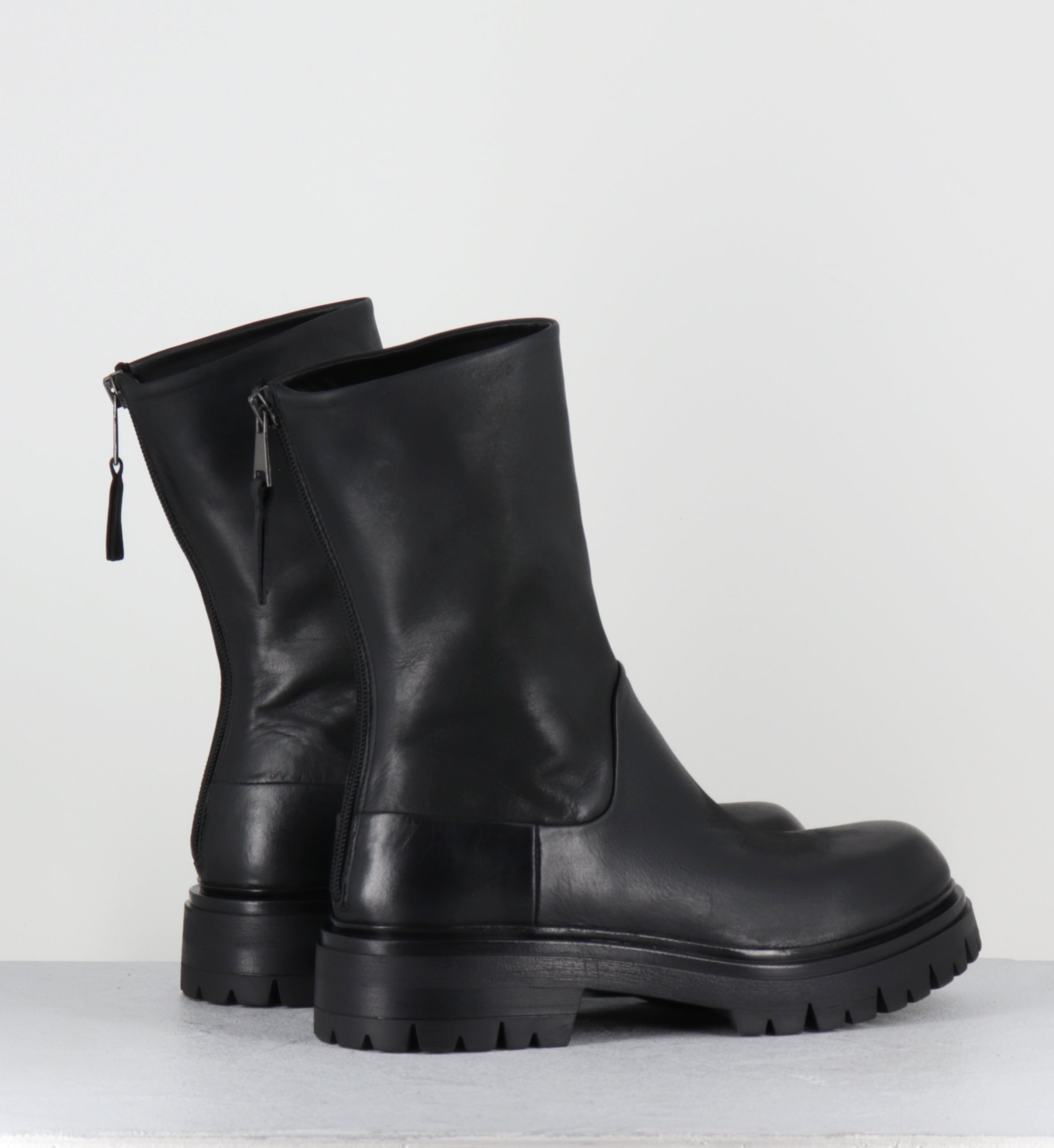 Boots bikers en cuir noir - E2644 BOSTON NERO