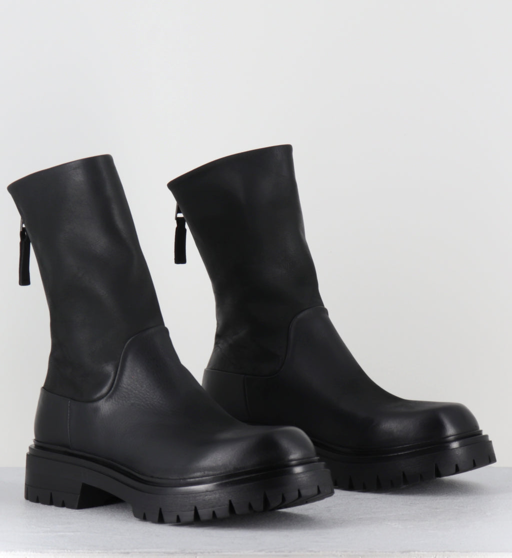 Boots bikers en cuir noir - E2644 BOSTON NERO