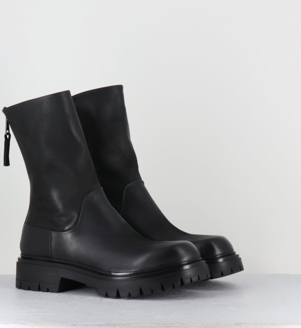 Boots bikers en cuir noir - E2644 BOSTON NERO